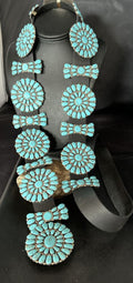 Navajo Blue Turquoise Concho Belt | Sterling Silver | Authentic Native American Handmade | 14539