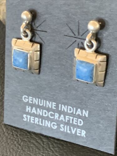 Denim Lapis Lazuli Dangle Post Earrings | Sterling Silver | 0.50" | 12712