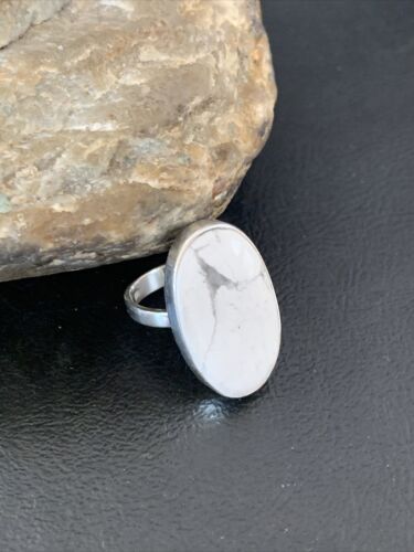 Navajo White Howlite Ring | Sterling Silver | Sz 9.5 | Authentic Native American Handmade | 11610