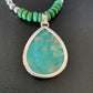 Navajo Green Turquoise Pendant Necklace | Sterling Silver Beads | Authentic Native American Handmade | 13307