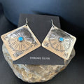 Navajo Blue Turquoise Earrings | Stamped Sterling Silver | Authentic Native American Handmade | 13321