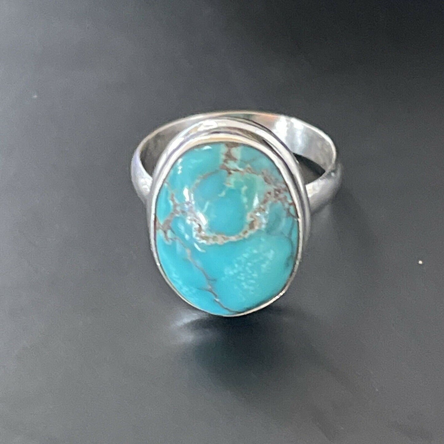 Navajo Spiderweb Blue Turquoise Ring | Sterling Silver | Sz 6.5 | Authentic Native American Handmade | 11444