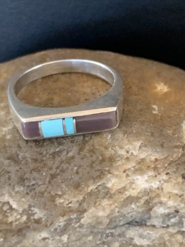 Navajo Blue Turquoise Purple Sugilite Inlay Ring | Sz 5.5 | Authentic Native American Handmade | 11147