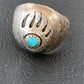 Native American Old Pawn Navajo Bear Paw Blue Turquoise Ring | Sterling Silver | Sz 6 | 2171