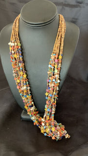 Southwestern Santo Domingo Red Coral Blue Turquoise Necklace | 28" | Authentic Native American Handmade | 12455