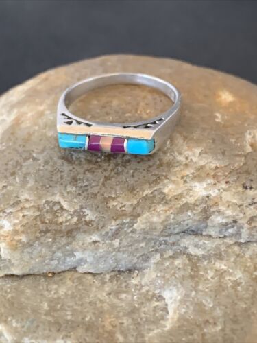 Navajo Blue Turquoise Purple Sugilite Opal Inlay Ring | Sz 6 | Authentic Native American Handmade | 11148