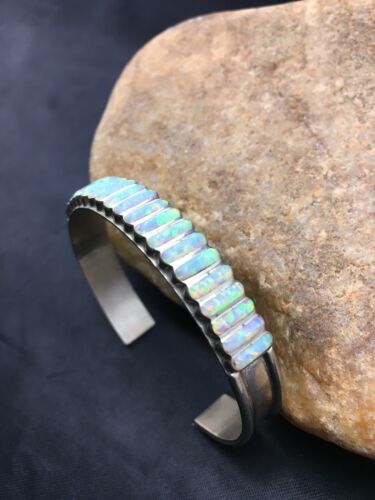 Native American Zuni Opal Bracelet | Sterling Silver | Authentic Handmade | 4393