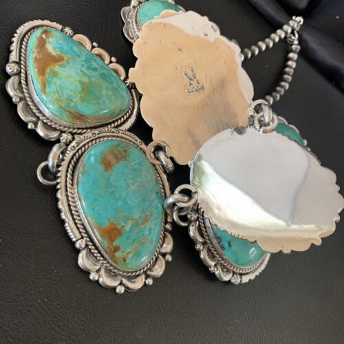 Navajo Royston Turquoise Choker Necklace | Sterling Silver | Authentic Native American Handmade | 11600
