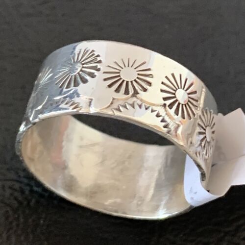 Native American Men's Wide Band Ring | Navajo Stamped Sterling Silver | Sz 11.5 | 10968
