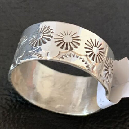 Native American Men's Wide Band Ring | Navajo Stamped Sterling Silver | Sz 11.5 | 10968 - Masha USA
