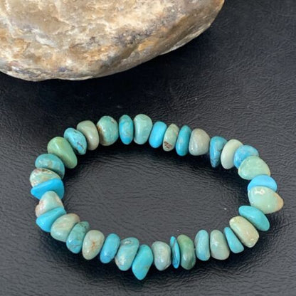 Men's Women's Stretch Bracelet | Blue Green Turquoise Stone | 7" | 11824