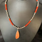 Navajo Red Apple Coral Pendant Necklace | Sterling Silver | Authentic Native American Handmade | 13934