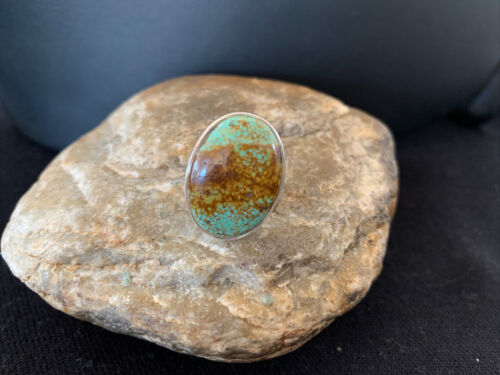 Navajo Arizona Turquoise Ring | Sterling Silver | Sz 8 | Authentic Native American Handmade | 728
