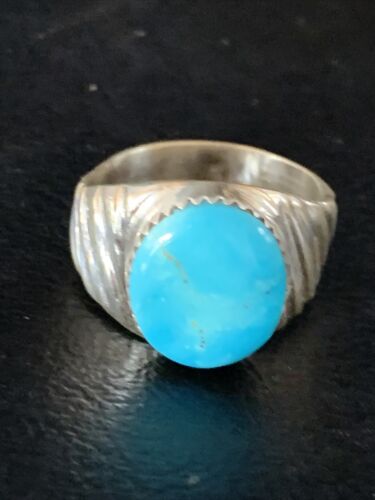 Navajo Blue Kingman Turquoise Ring | Sterling Silver | Sz 9 | Authentic Native American Handmade | 14155