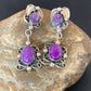 Navajo Purple Sugilite Dangle Post Earrings | Sterling Silver | 2" | Authentic Native American Handmade | 1524