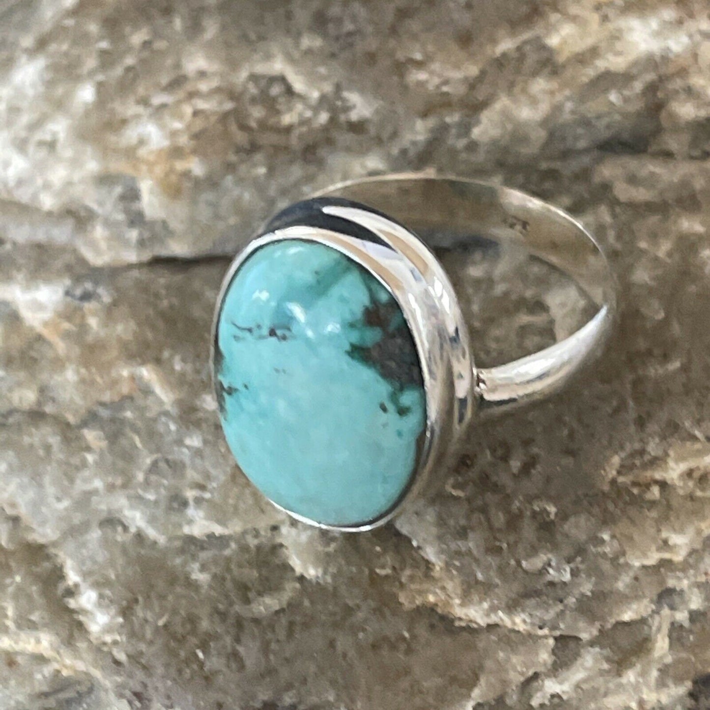 Navajo Spiderweb Blue Turquoise Ring | Sterling Silver | Sz 6.5 | Authentic Native American Handmade | 11446