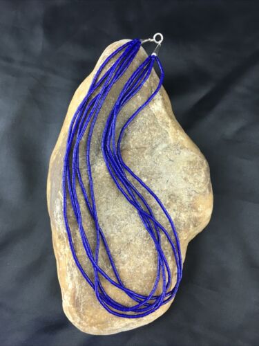 Southwestern Blue Lapis Heishi 5-Strand Necklace | Sterling Silver | 17" | 10260
