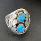 Navajo Blue Kingman Turquoise Feather Ring | Authentic Native American Sterling Silver | Multi-Stone | Sz 11.5 | 12220