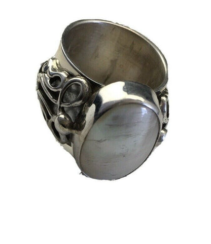 Southwestern Navajo White Mabe Pearl Ring | Sterling Silver | Sz 8 | Authentic Native American Handmade | 1720