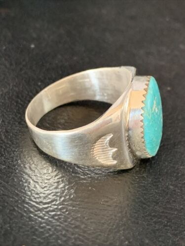 Navajo Blue Kingman Turquoise Ring | Sterling Silver | Sz 11 | Authentic Native American Handmade | 14143
