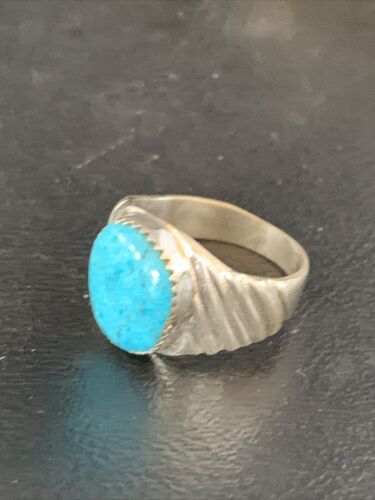 Southwestern Navajo Blue Kingman Turquoise Ring | Sterling Silver | Sz 11 | 14147