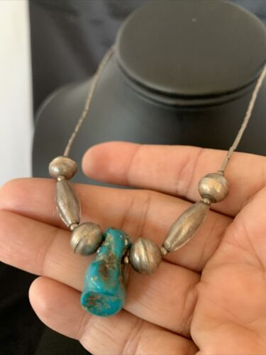 Southwestern Old Pawn Navajo Turquoise Heishi Pendant | Sterling Silver | 16" Chain | 1690