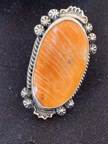Southwestern Women's Navajo Spiny Oyster Ring | Sterling Silver | Sz 11.5 | Authentic Native American Handmade | 01001