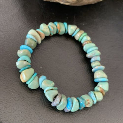 Men's Women's Stretch Bracelet | Blue Green Turquoise Stone | 7" | 11827