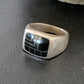 Native American Men's Navajo Black Onyx Inlay Ring | Sterling Silver | Sz 9 | 10738