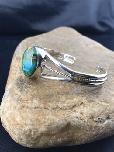 Native American Navajo Turquoise Bracelet | Sterling Silver | Authentic Handmade | 4549 - Masha USA