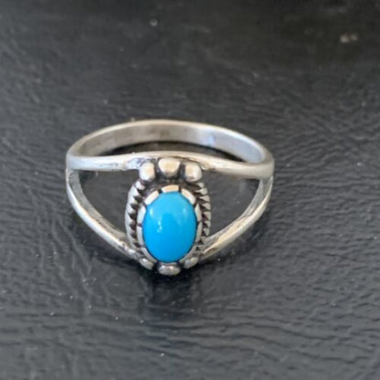 Southwestern Old Pawn Navajo Blue Turquoise Ring | Sterling Silver | Sz 5.5 | 10773