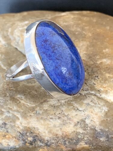 Southwestern Men's Classic Navajo Blue Lapis Ring | Sterling Silver | Sz 10 | 1834