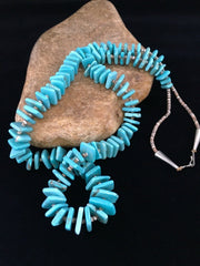 Santo Domingo | Spiderweb Turquoise Bead Necklace | Sterling Silver | 29" | Authentic Native American Handmade | 1758