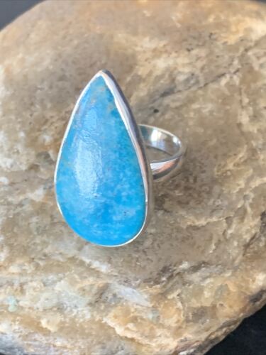 Navajo Blue Kingman Turquoise Ring | Sterling Silver | Sz 6.5 | Authentic Native American Handmade | 11614