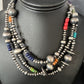 4mm - 16mm Mixed Gauge Sterling Silver Navajo Pearls | Multi-Color Bead | Authentic Native American Handmade Necklace | Length 18"-96"