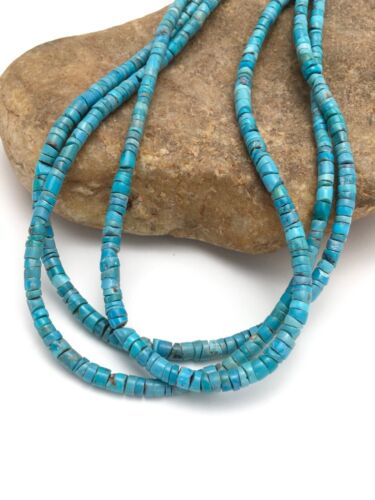 Navajo Turquoise Heishi 3 Strand Necklace | Sterling Silver | Authentic Native American Handmade | 2583