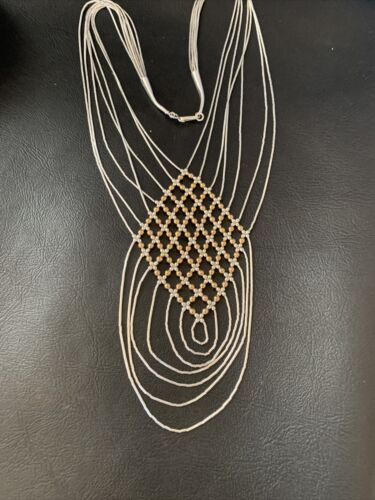 Gold-Filled Liquid Silver Heishi Necklace | 7-Strand Sterling Silver Tube | 18" | 12633