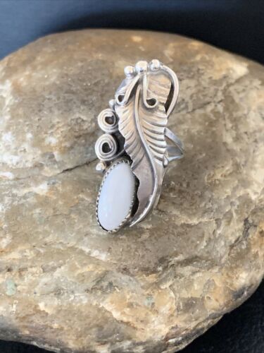 Navajo White Buffalo Turquoise Ring | Sterling Silver | Sz 5.5 | Authentic Native American Handmade | 12183