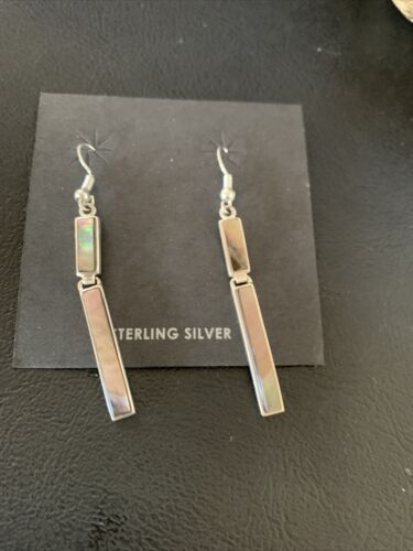 Navajo Pava Shell Inlay Earrings | Sterling Silver | Authentic Native American Handmade | 13074
