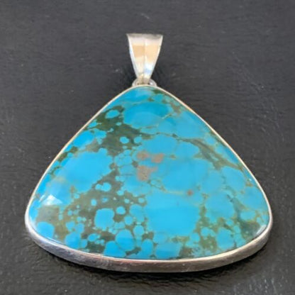Navajo Men's Pendant | Sterling Silver Spiderweb Turquoise | 2" | Authentic Native American Handmade | 10750