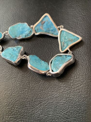 Navajo Blue Kingman Turquoise Rough Pendant Necklace | Sterling Silver | 18" | 11784