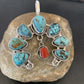 Navajo Coral Spiderweb Turquoise Pendant | Authentic Native American Sterling Silver | Naja | 02226
