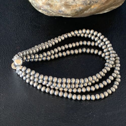 Native American Navajo Pearls Bracelet | Sterling Silver | 4-Strand | Authentic Handmade | 13586