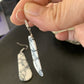 Navajo White Buffalo Turquoise Dangle Earrings | Sterling Silver | 2" | Authentic Native American Handmade | 11749