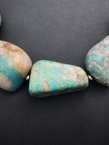 Navajo Chunky Green Nugget Turquoise Necklace | Sterling Silver | 23" | Authentic Native American Handmade | 3215