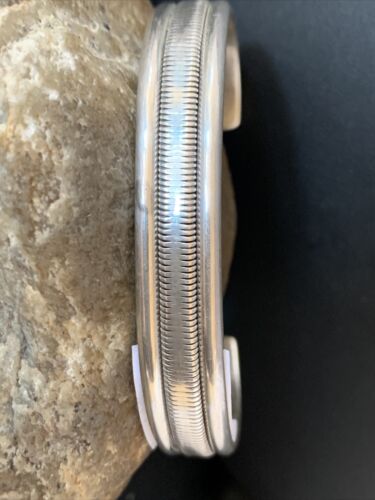 Old Pawn Southwestern Stamped Cuff Bracelet | Navajo Sterling Silver | Authentic Native American Handmade | 13831