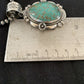 Men's Navajo Pearls Necklace Pendant | Sterling Silver | Blue Turquoise #8 | Authentic Native American Handmade | 529