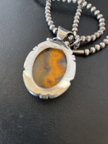 Navajo Pearls Sterling Silver Bumblebee Jasper Necklace Pendant | 18" | Handmade Southwestern Jewelry | 10550