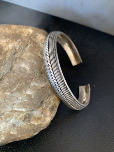 Navajo Stamped Cuff Bracelet | Old Pawn Sterling Silver | Authentic Native American Handmade | 14190