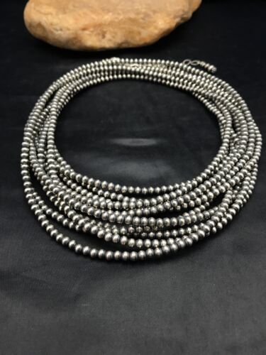 Southwestern Navajo Pearls Sterling Silver Bead Necklace | Authentic Native American | 4mm | 32" | 1054